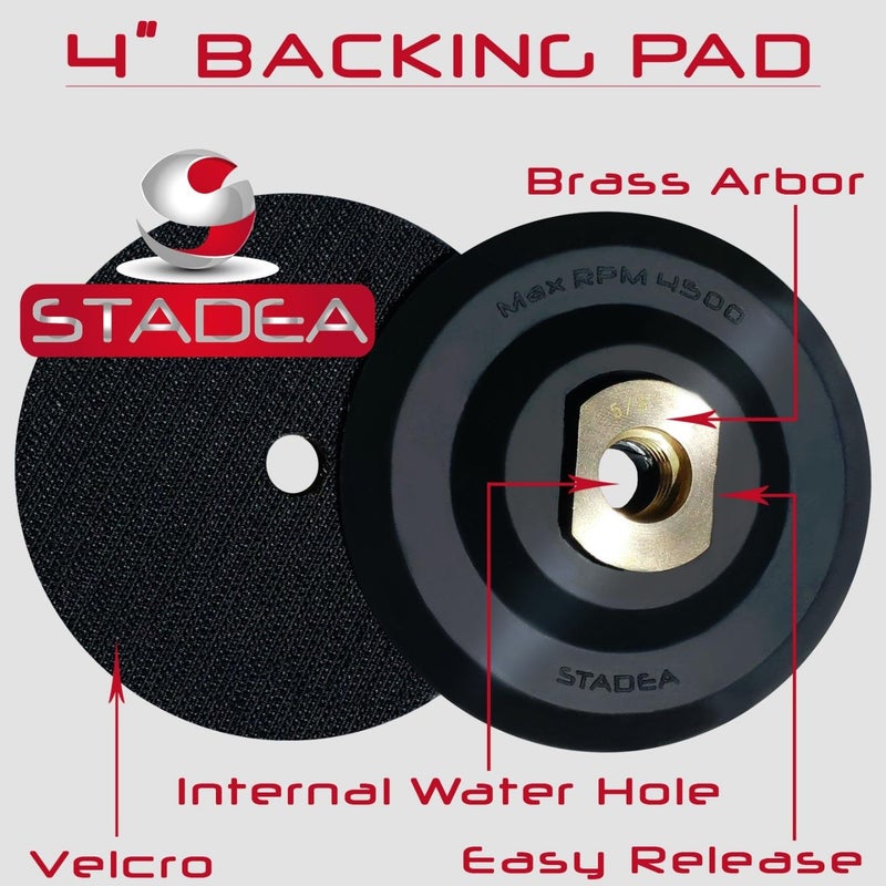 Stadea 4" Rubber Backer Pad/Flexible Rubber Backing Pad for Counter Edge Wet Dry Polishing - Arbor 5/8" 11 - Image 2